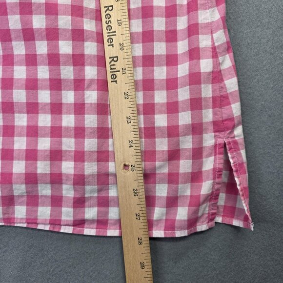 Talbots Shirt Womens L Pink White Gingham Check Tunic Cotton 3/4 Sl Peasant Boho - Picture 9 of 11